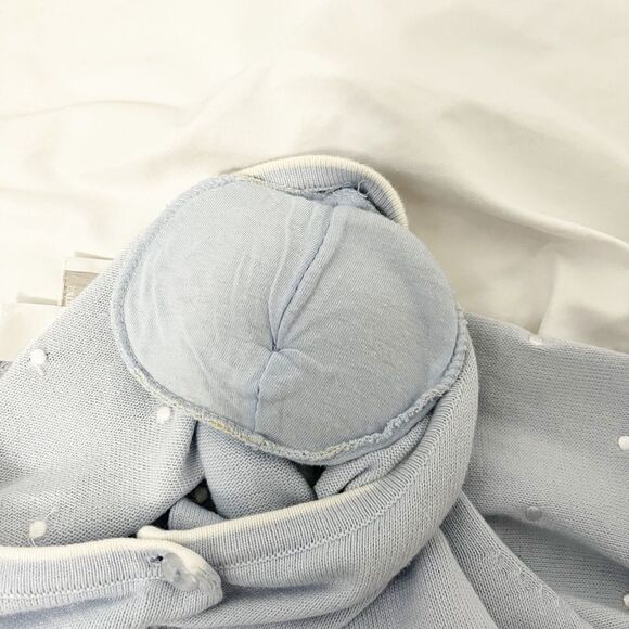 🟢CJ Banks Light Blue 3/4 Sleeve Embroidered Dots Button Down Cardigan Size 3X - Picture 6 of 7